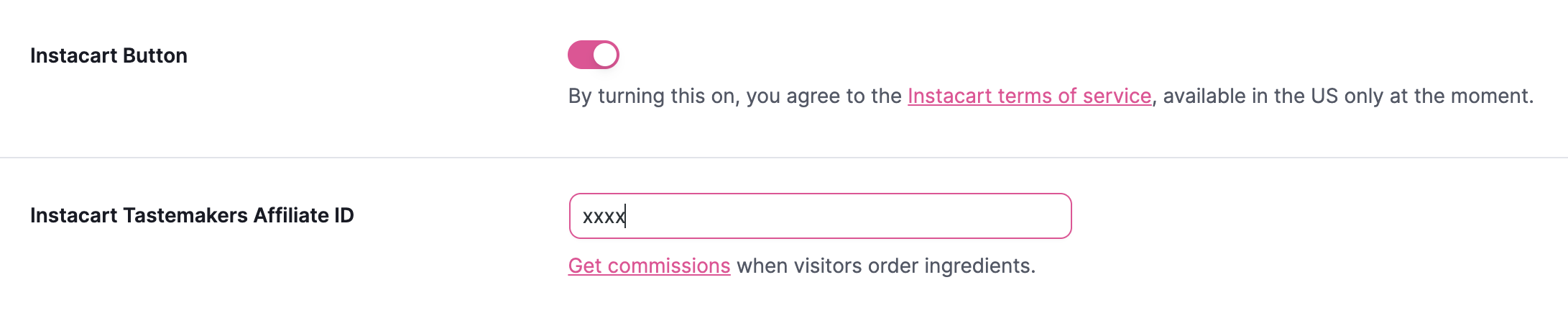 Instacart settings